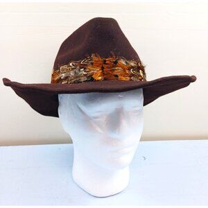 Cappelli Straworld Comfort Pacific Brown Felt Hat Western Cowboy Feather Band